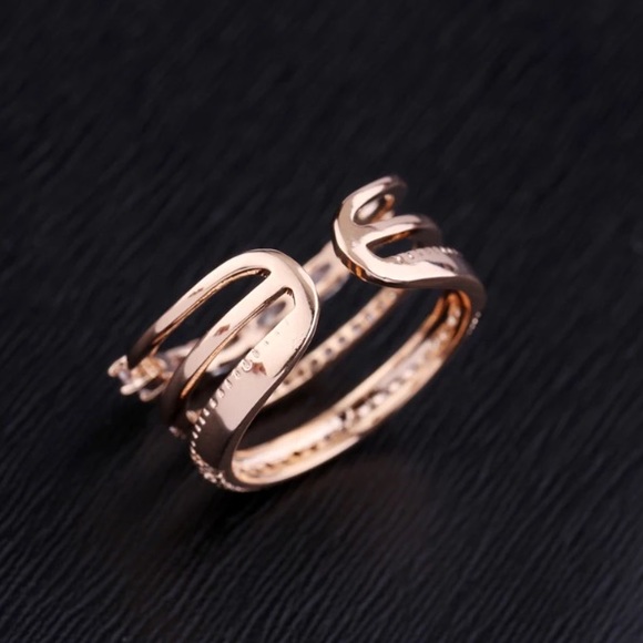 Rose Gold Stackable Diamond Open Adjustable Ring - Picture 8 of 8